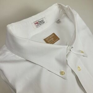 Vintage Gitman Bros‎ Gold Shirt Men's 20-33 White Oxford 5XL Button Long Sleeve